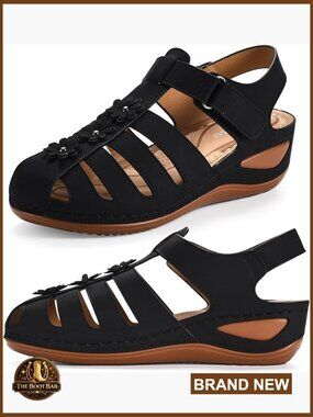 Closed Toe Fisherman Platform Sandals Wedge Heel Arch Support Slingback